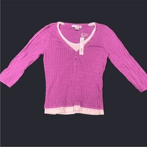 August Silk Purple Cable Knit Sweater